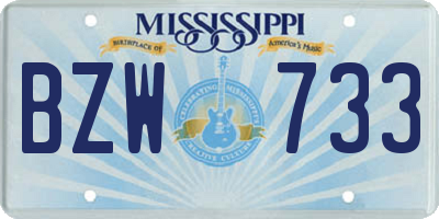 MS license plate BZW733
