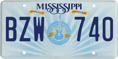 MS license plate BZW740