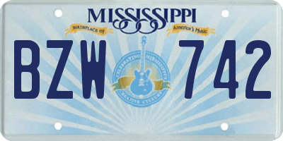 MS license plate BZW742