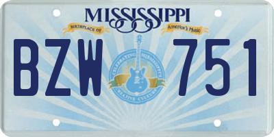 MS license plate BZW751