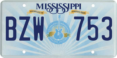 MS license plate BZW753