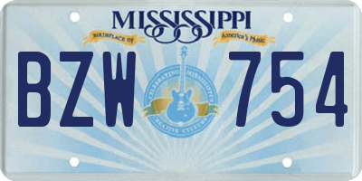 MS license plate BZW754