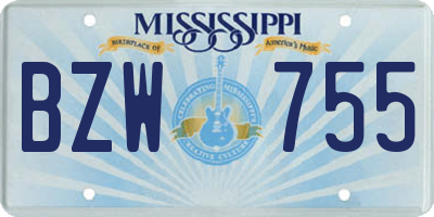 MS license plate BZW755