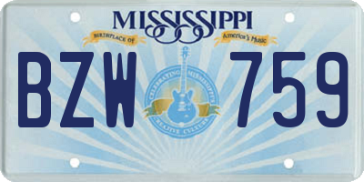 MS license plate BZW759
