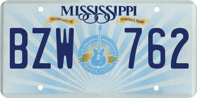 MS license plate BZW762