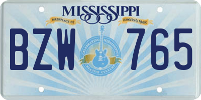 MS license plate BZW765