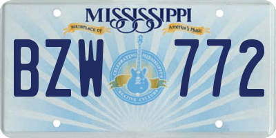 MS license plate BZW772