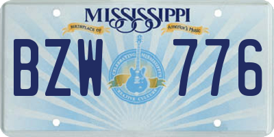 MS license plate BZW776
