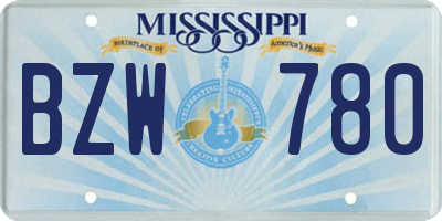 MS license plate BZW780