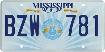MS license plate BZW781
