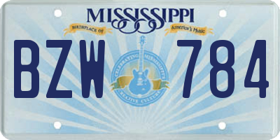 MS license plate BZW784