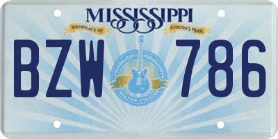 MS license plate BZW786