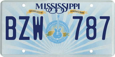 MS license plate BZW787