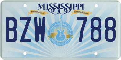 MS license plate BZW788