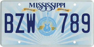 MS license plate BZW789