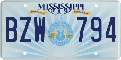 MS license plate BZW794