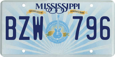 MS license plate BZW796