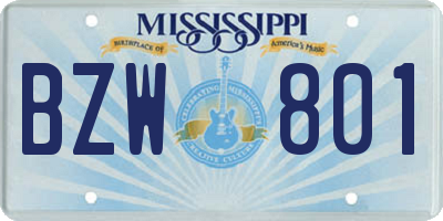 MS license plate BZW801