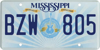 MS license plate BZW805