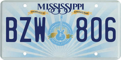 MS license plate BZW806