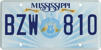 MS license plate BZW810