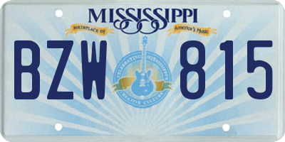 MS license plate BZW815
