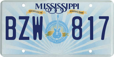 MS license plate BZW817