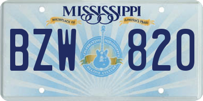 MS license plate BZW820