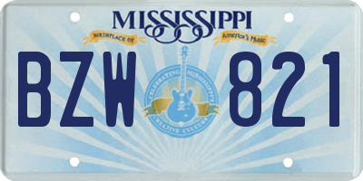 MS license plate BZW821