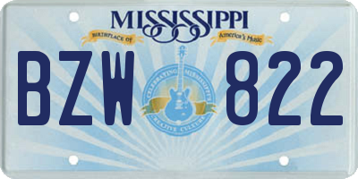 MS license plate BZW822