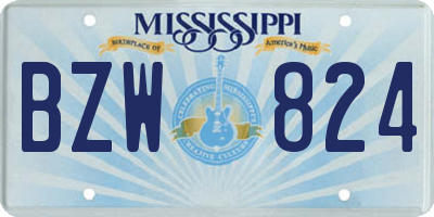 MS license plate BZW824
