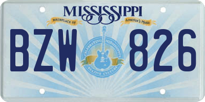 MS license plate BZW826