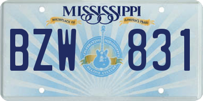MS license plate BZW831
