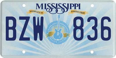 MS license plate BZW836