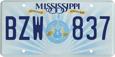 MS license plate BZW837