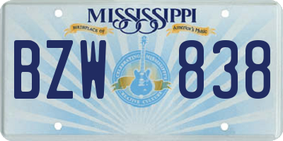 MS license plate BZW838
