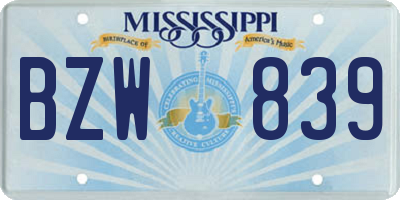 MS license plate BZW839
