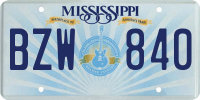 MS license plate BZW840
