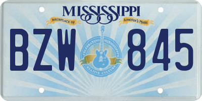 MS license plate BZW845