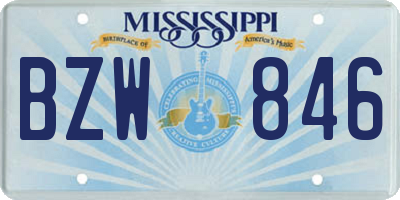 MS license plate BZW846