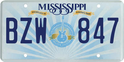MS license plate BZW847