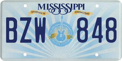 MS license plate BZW848