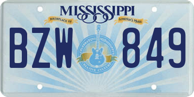 MS license plate BZW849