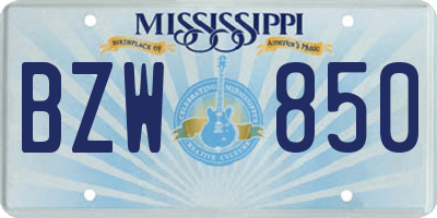 MS license plate BZW850