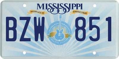 MS license plate BZW851