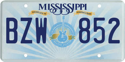 MS license plate BZW852