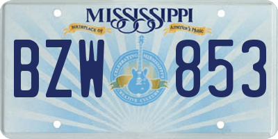 MS license plate BZW853