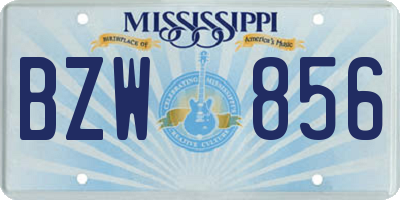 MS license plate BZW856