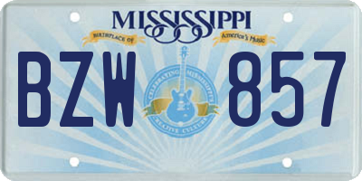 MS license plate BZW857