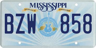 MS license plate BZW858